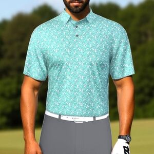 Ben Hogan Men’s XL Spring Break Drink Print Short Sleeve Golf Polo Shirt